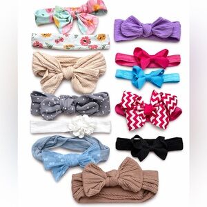 Baby Girl Bow Headband Bundle | Soft Stretchy Bows | Cute Accessories Lot